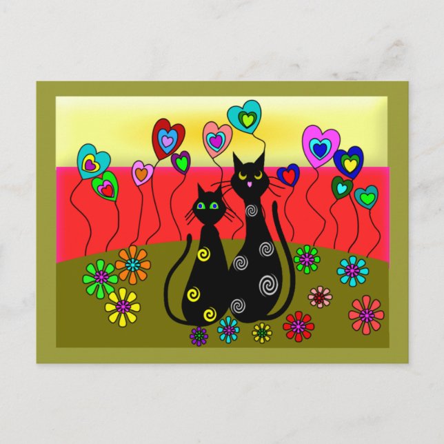 Black Cat Lovers Art Gifts Postcard (Front)