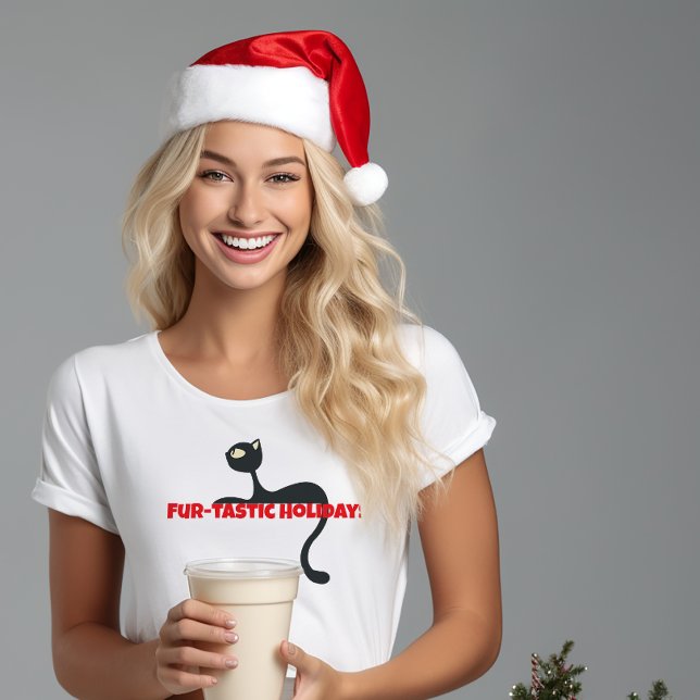 Black Cat Lovers’ Christmas funny red T-Shirt (Creator Uploaded)