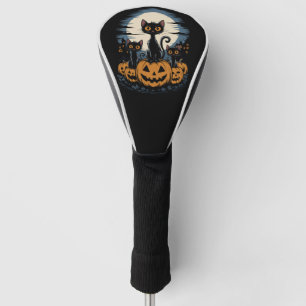 Black Cat Lovers Halloween Starry Night Van Gogh Golf Head Cover