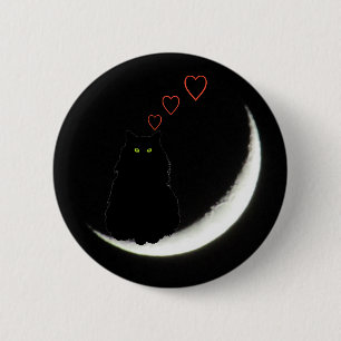Black Cat Loves You To the Moon and Back 6 Cm Round Badge