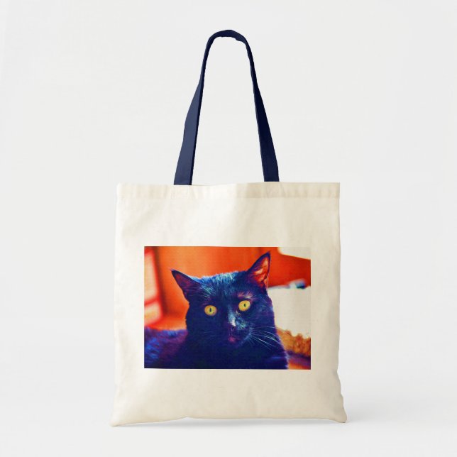 Black Cat Lucky Feline Cat Art Tote Bag (Front)