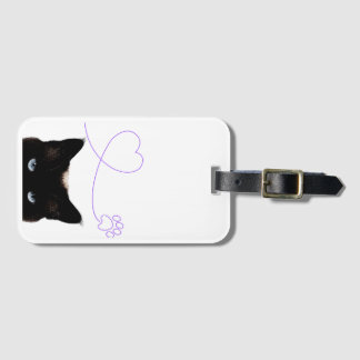 Black cat luggage tag