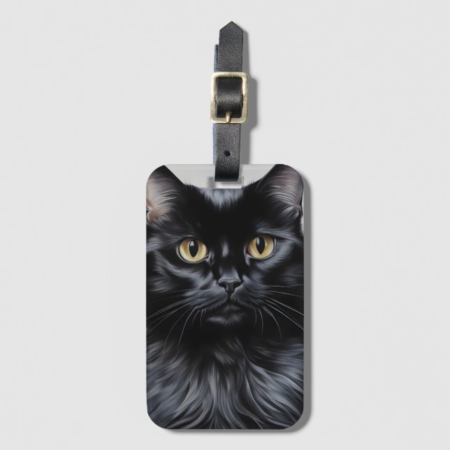 Black Cat Luggage Tag (Front Vertical)