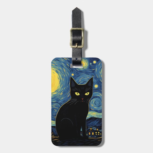 Black Cat Luggage Tags (Front Vertical)