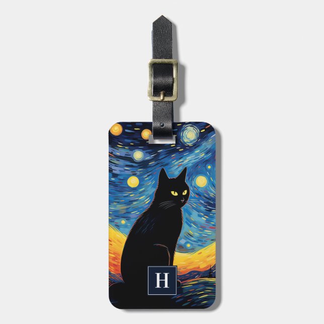 Black Cat Luggage Tags (Front Vertical)