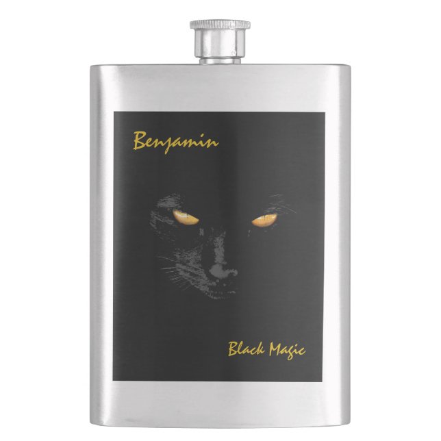 Black Cat Magic awesome Hip Flask (Front)
