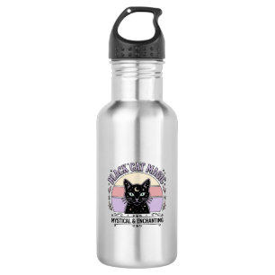 Black Cat Magic Cat Black Cat Vintage Vector Art S 532 Ml Water Bottle