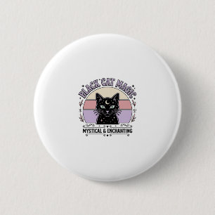 Black Cat Magic Cat Black Cat Vintage Vector Art S 6 Cm Round Badge