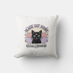 Black Cat Magic Cat Black Cat Vintage Vector Art S Cushion