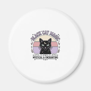 Black Cat Magic Cat Black Cat Vintage Vector Art S Magnet