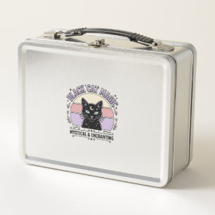 Black Cat Magic Cat Black Cat Vintage Vector Art S Metal Lunch Box
