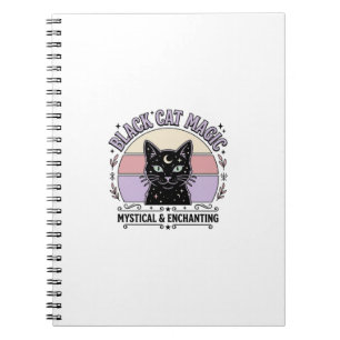 Black Cat Magic Cat Black Cat Vintage Vector Art S Notebook