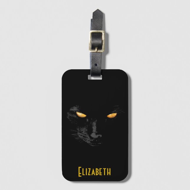 Black Cat Magic customisable Luggage Tag (Front Vertical)