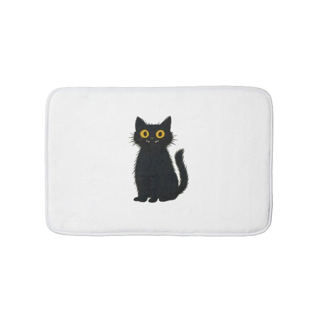Black Cat Magic – Cute Halloween & Mystic Cat Art  Bath Mat (Front)