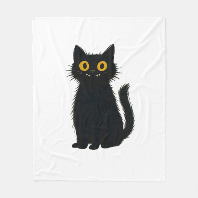 Black Cat Magic – Cute Halloween & Mystic Cat Art  Fleece Blanket (Front)