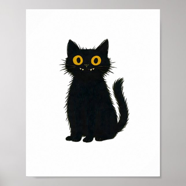 Black Cat Magic – Cute Halloween & Mystic Cat Art  Poster (Front)
