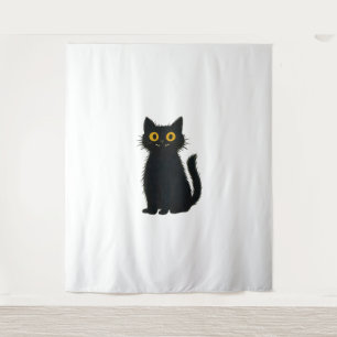 Black Cat Magic – Cute Halloween & Mystic Cat Art  Tapestry