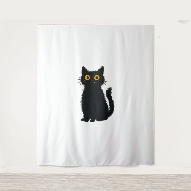 Black Cat Magic – Cute Halloween & Mystic Cat Art  Tapestry (Front)