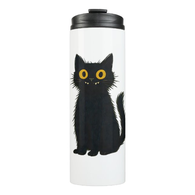 Black Cat Magic – Cute Halloween & Mystic Cat Art  Thermal Tumbler (Front)