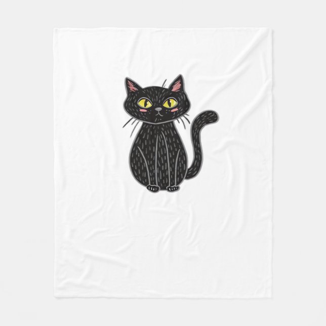 Black Cat Magic – Cute & Spooky Halloween Cat Art  Fleece Blanket (Front)