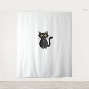 Black Cat Magic – Cute & Spooky Halloween Cat Art  Tapestry