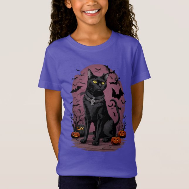 Black Cat Magic for Halloween T-Shirt (Front)