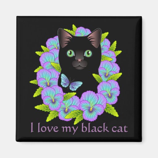 Image of Black Cat Magic Good Luck Magnet - cute &