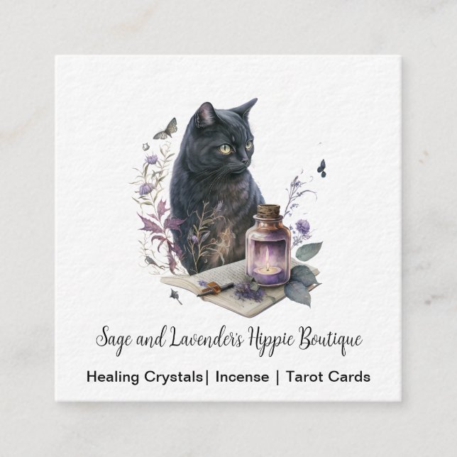 Black Cat Magick Square Business Card (Front)