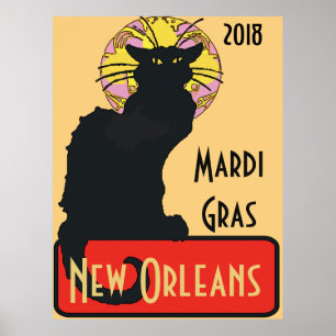 Black Cat, Mardi Gras, edit text Poster