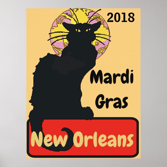 Black Cat, Mardi Gras, edit text Poster (Front)