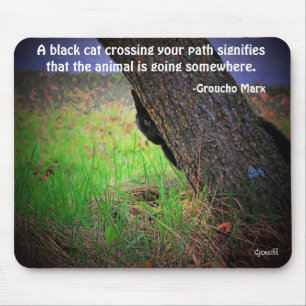 Black Cat Meme with quote by Groucho Mouse Mat