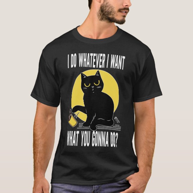 Black Cat Men Black T-Shirt (Front)
