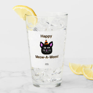 Black Cat Meow-A-Ween Glass Tumbler