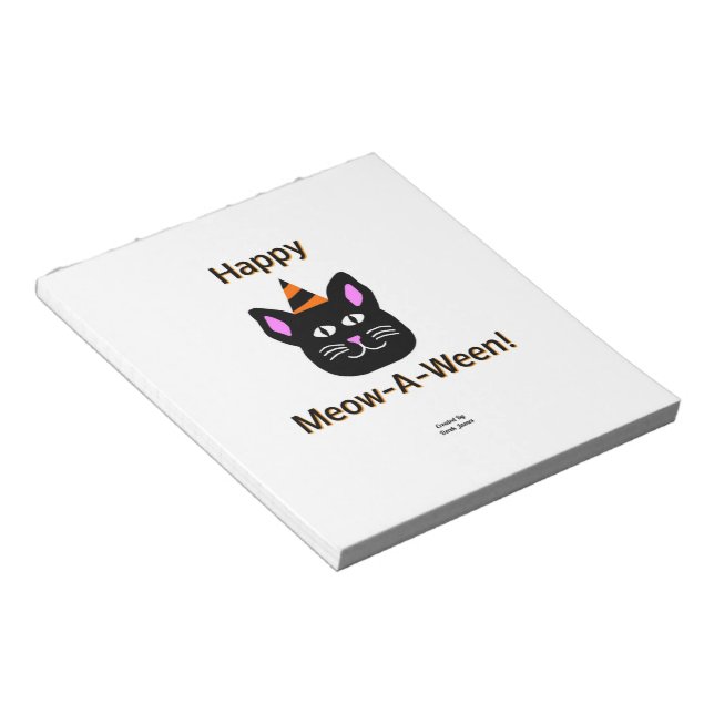 Black Cat Meow-A-Ween Notepad (14 cm x 15.2 cm) (Angled)
