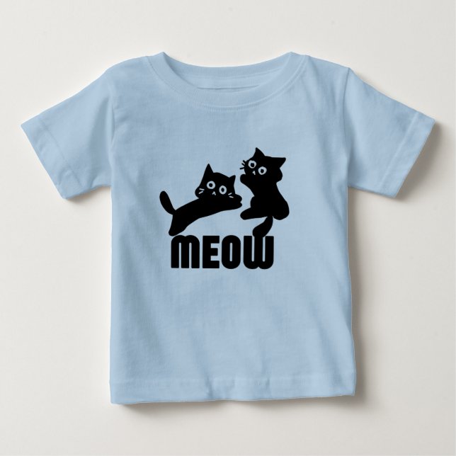 black cat,meow baby T-Shirt (Front)