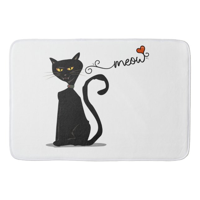 Black Cat Meow Bath Mat (Front)