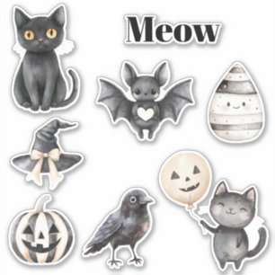 Black Cat Meow Bird Pumpkin Bat