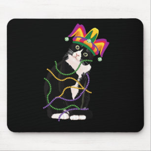Black Cat Meow Mardi Gras Mask Fleur De Lis Cat Lo Mouse Mat