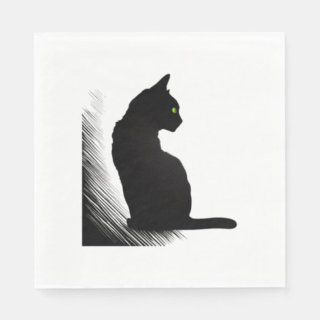 Black Cat - Meow  Napkin (Front)