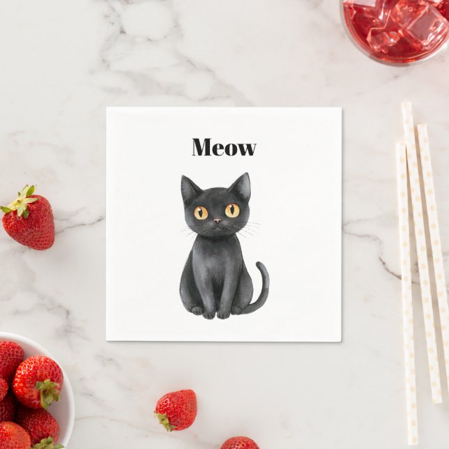 Black Cat Meow   Napkin (Insitu)