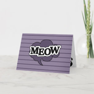 Black cat meow quote, cute halloween design holiday card