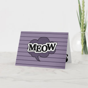 Black cat meow quote, cute halloween design holiday card