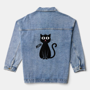 "Black cat meows" Denim Jacket