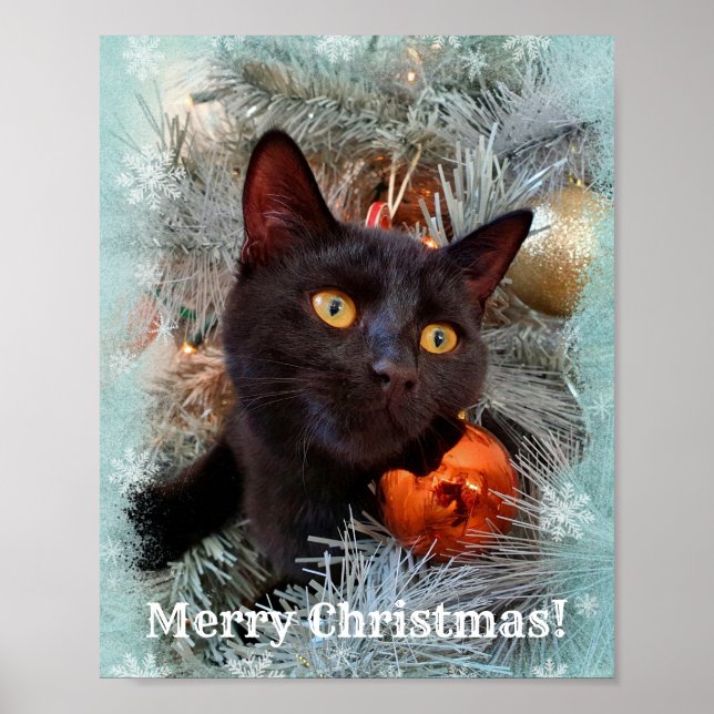 Black Cat Merry Christmas Poster (Front)