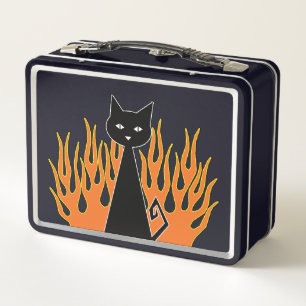 +{ black cat }+ metal lunch box