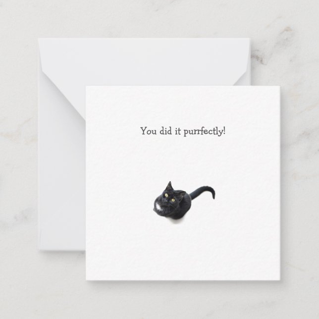 Black Cat Mini Thank You Note Card (Front)