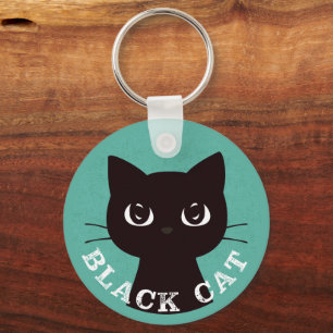 BLACK CAT Minimalist Modern Pop Black Cat Key Ring