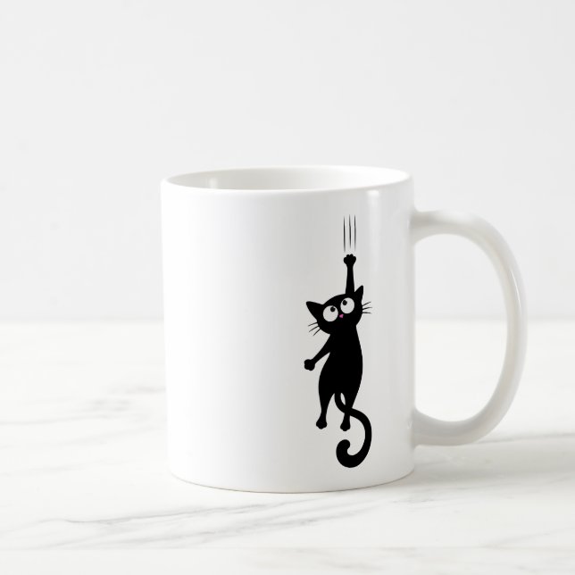 Black Cat Minimalist Wall Art Printable, Cute Mode Coffee Mug (Right)