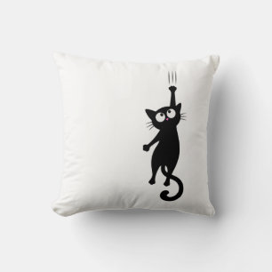Black Cat Minimalist Wall Art Printable, Cute Mode Cushion