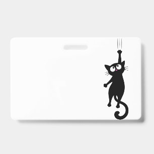 Black Cat Minimalist Wall Art Printable, Cute Mode ID Badge